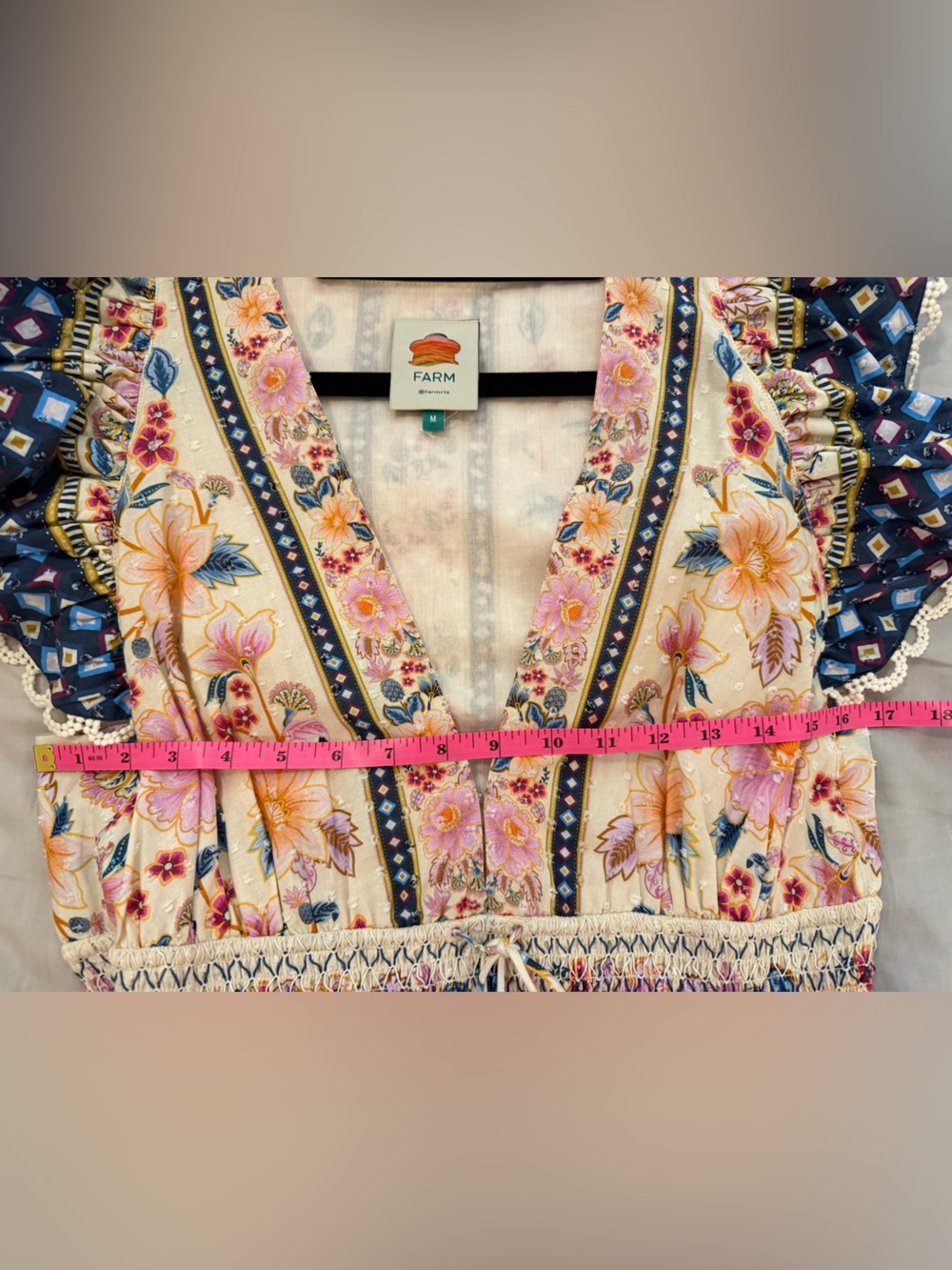 FARM Rio Superbloom Tapestry Maxi Dress Size Medium Feminine Resortwear Summer - Picture 8 of 11